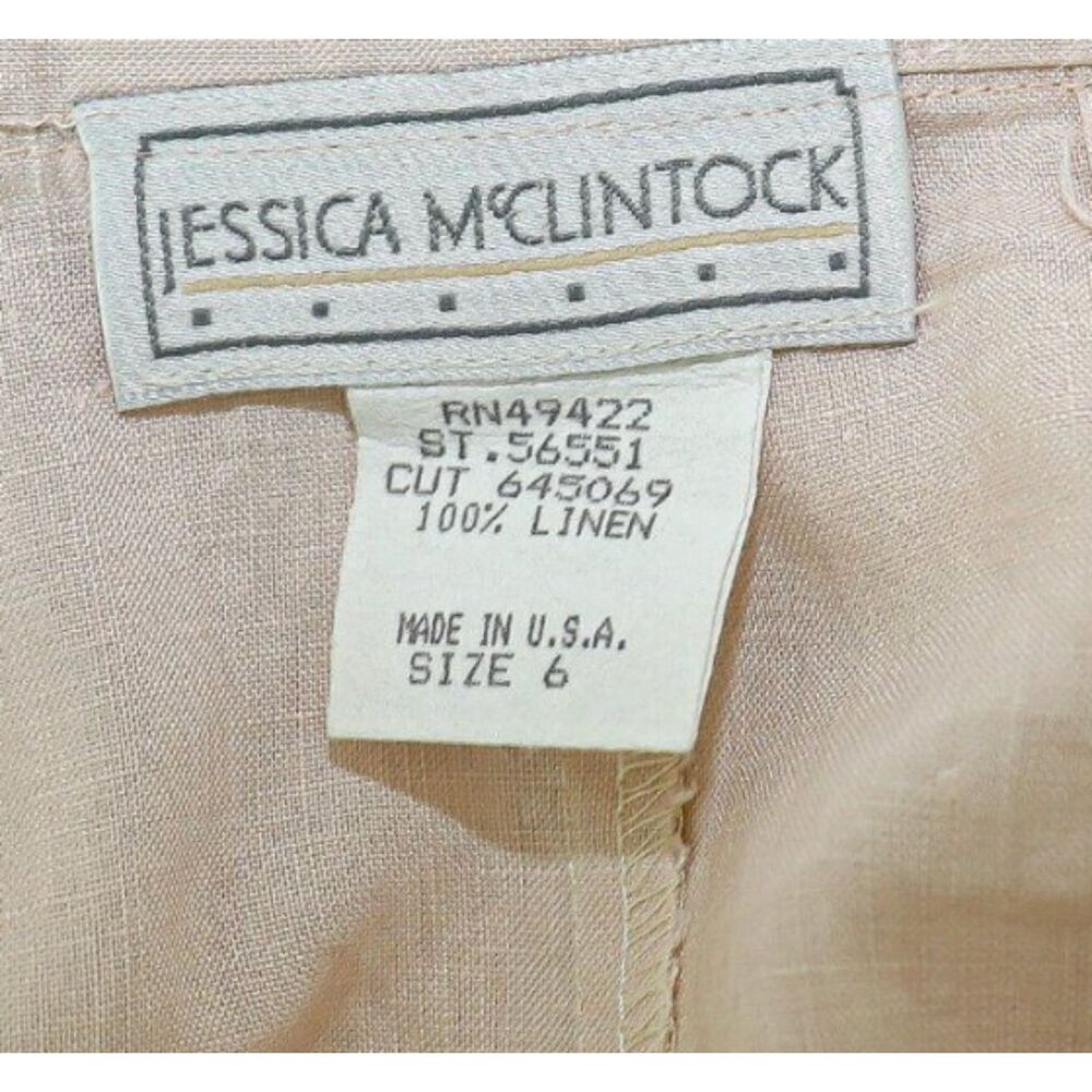 Jessica McClintock Linen Maxi Skirt Tiered Ruffle Button Front Blush Size 6 - Picture 5 of 5